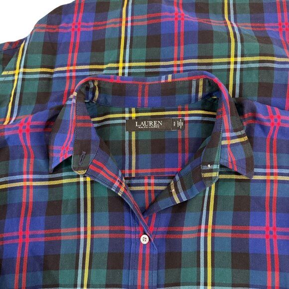 Lauren Ralph Lauren Womens Plaid Button-Down Shirt Multicolor Long Sleeve Size S - Picture 2 of 9